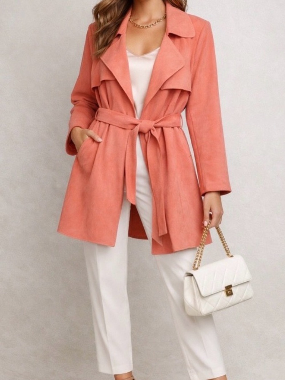 Anthropologie NWOT Solitaire peach trench jacket - Picture 2 of 8